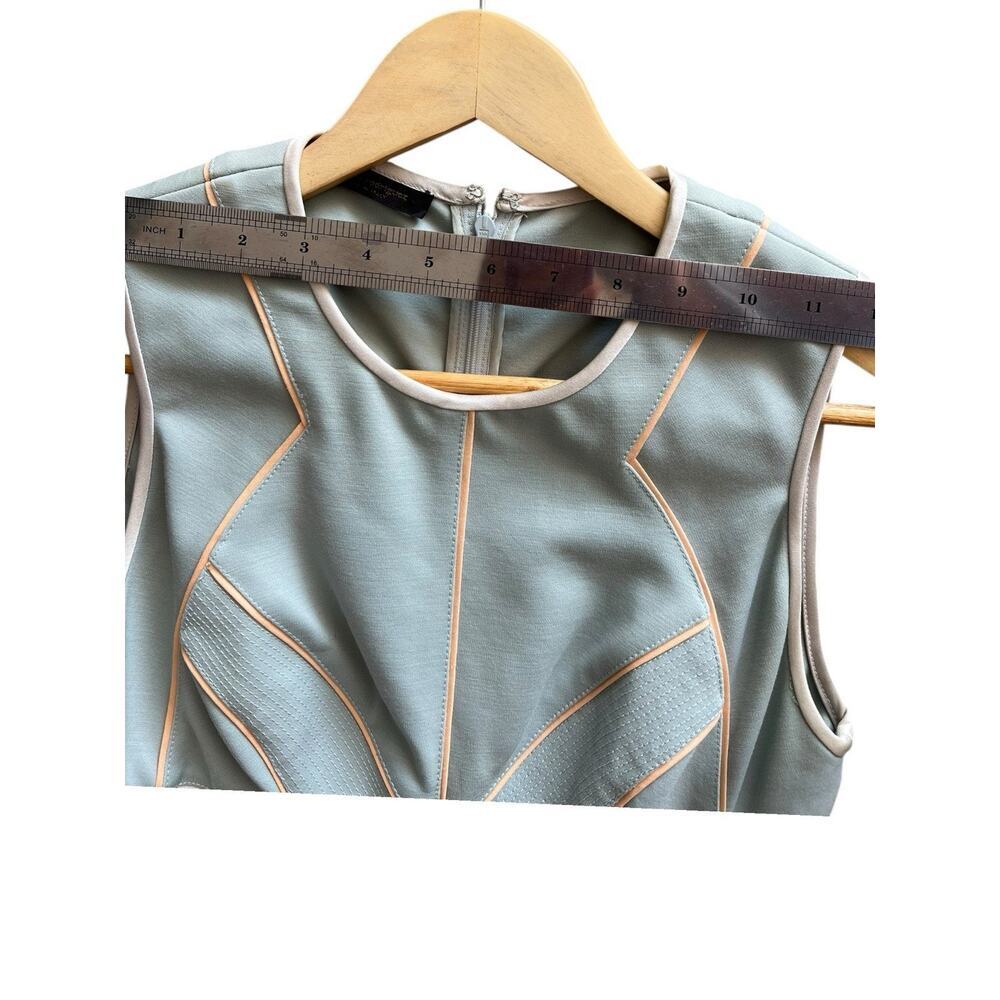 Narciso Rodriguez Sage Green Wool Shift Midi Dress Contrast Piping Size 4 EU 40 - Picture 12 of 15